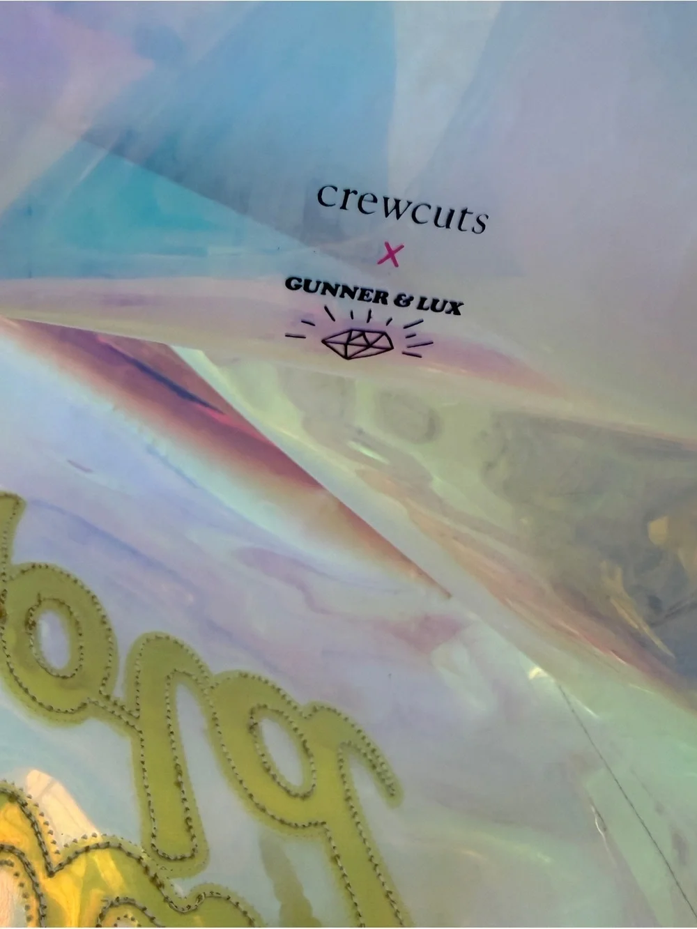 J.Crew crewcuts X Gunner & Lux solid Iridescent gold tote bag Clear Holographic